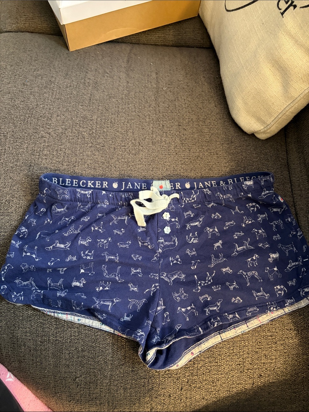 Jane & Bleecker Navy Dog-Print Lounge Shorts